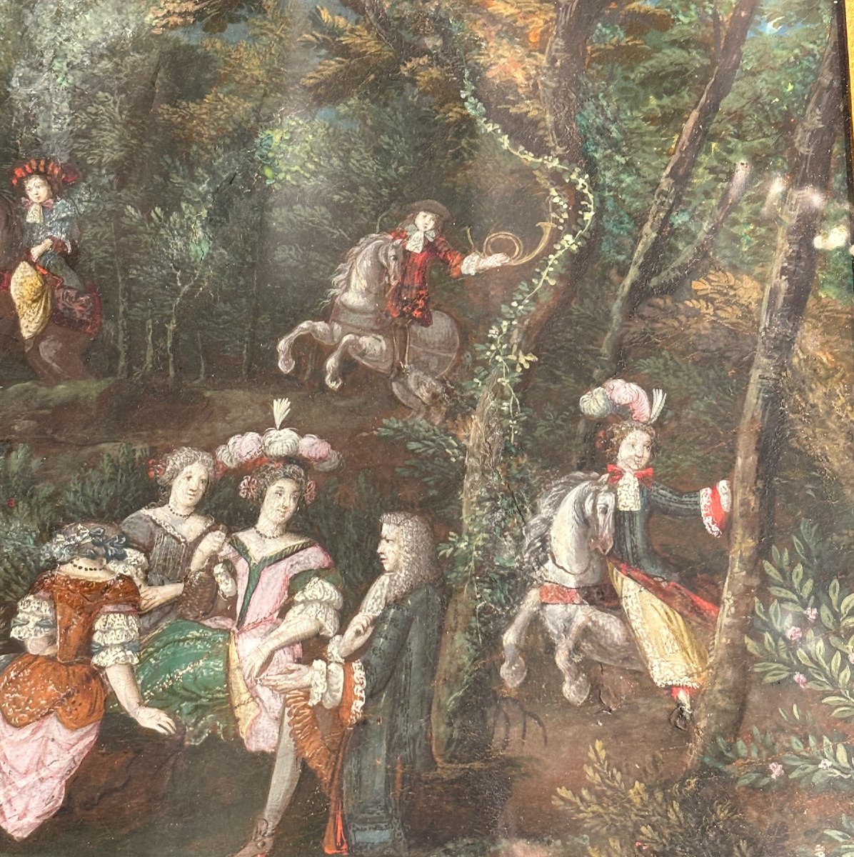 École Française du XVIIIème "Partie de chasse"-photo-3
