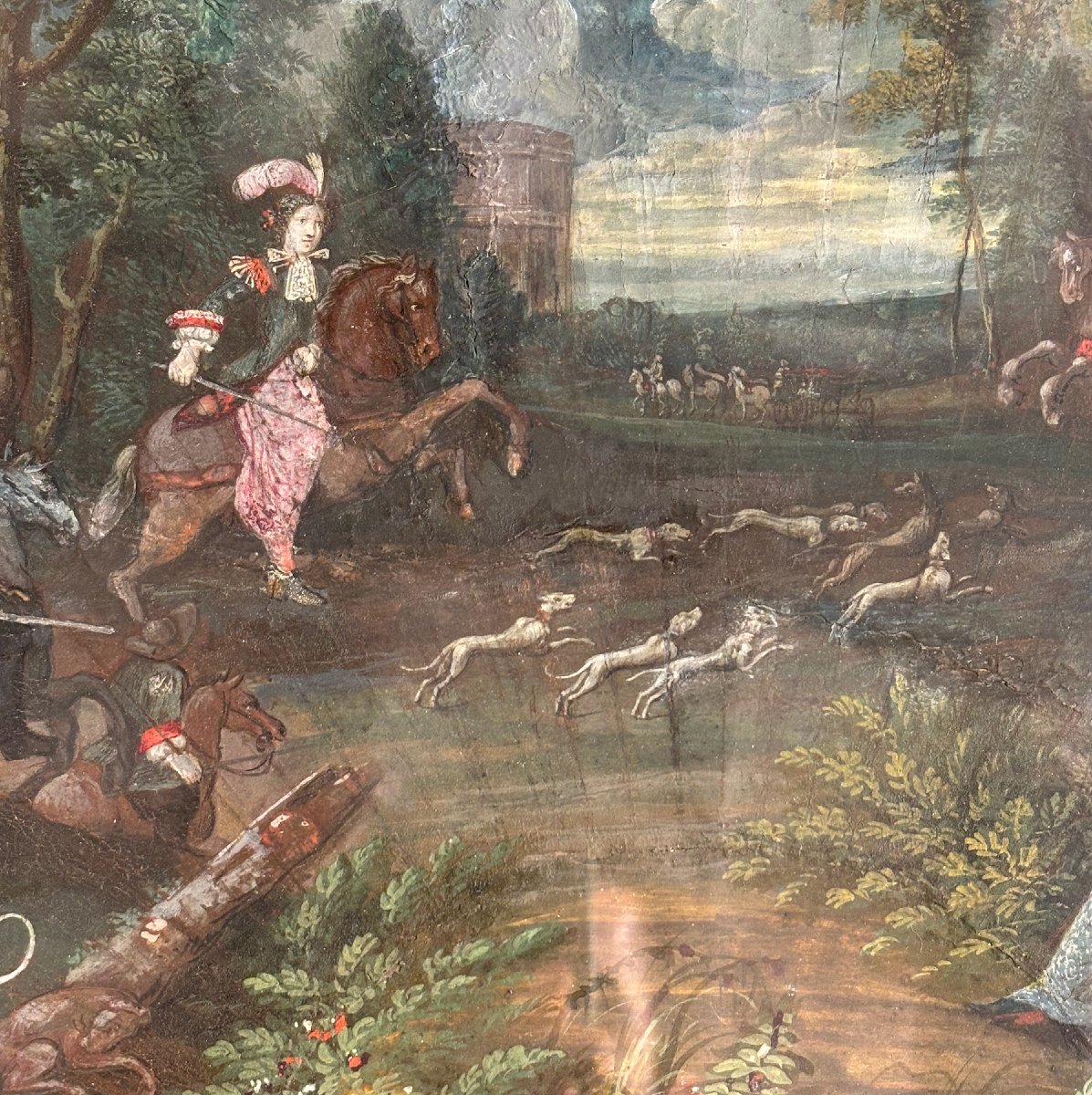 École Française du XVIIIème "Partie de chasse"-photo-4