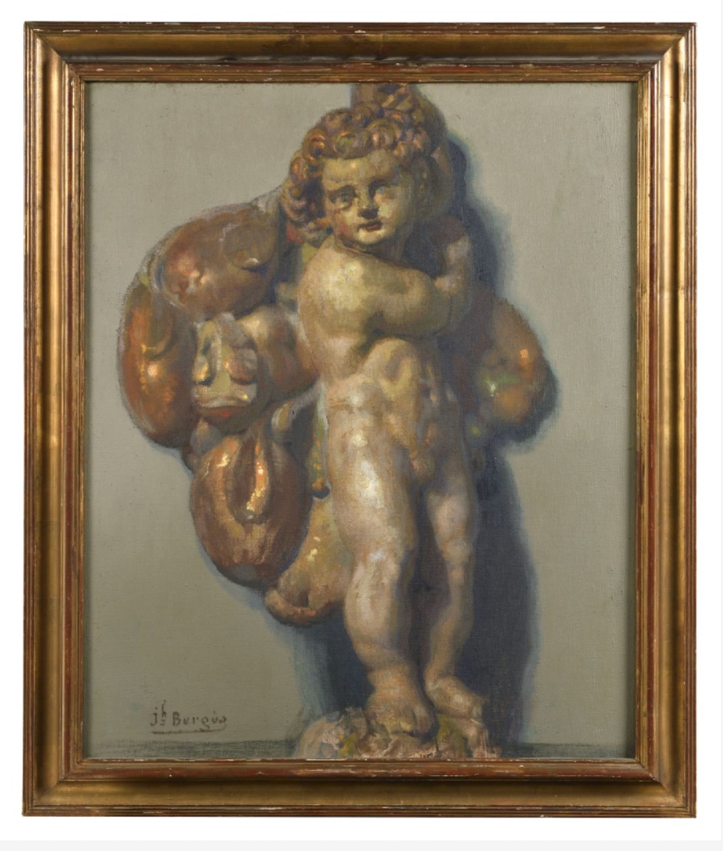 Joseph BERGER (XIXe siècle) Fontaine au putti