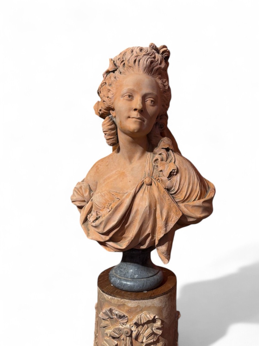 Bust Of Mademoiselle Guimard In Terracotta, Signed “merchi F.” And Dated 1779