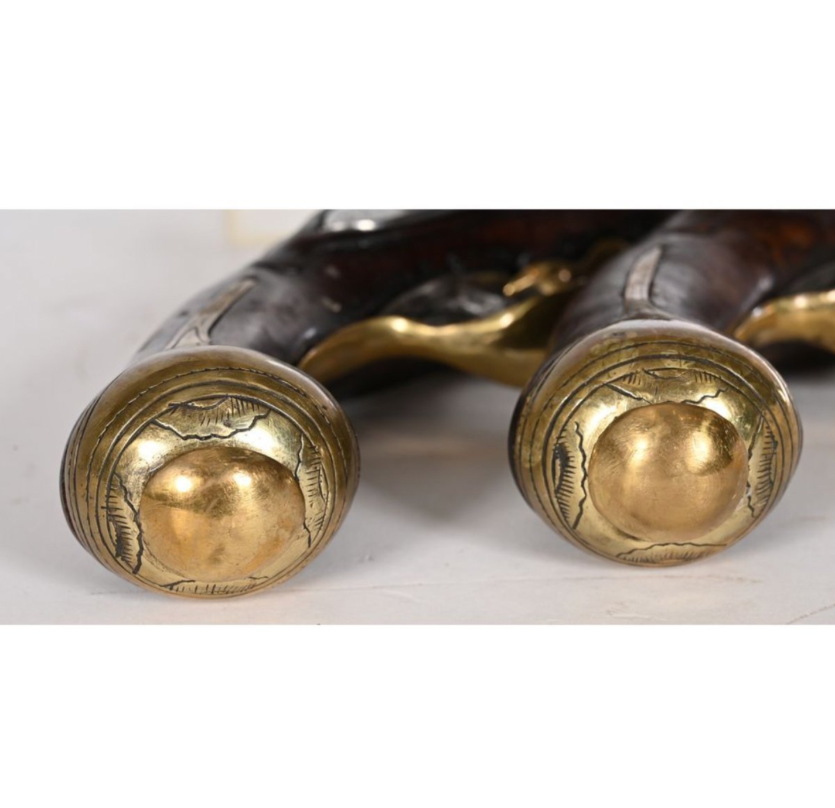 Pair Of Louis XVI Pistols. Brass Furniture. Late 18th Century. L.32.-photo-3