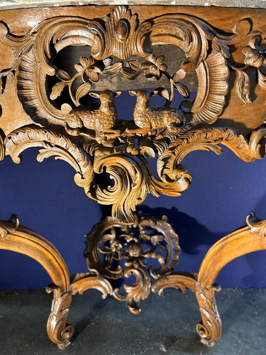 Regency Period Console In Molded And Carved Walnut-photo-2