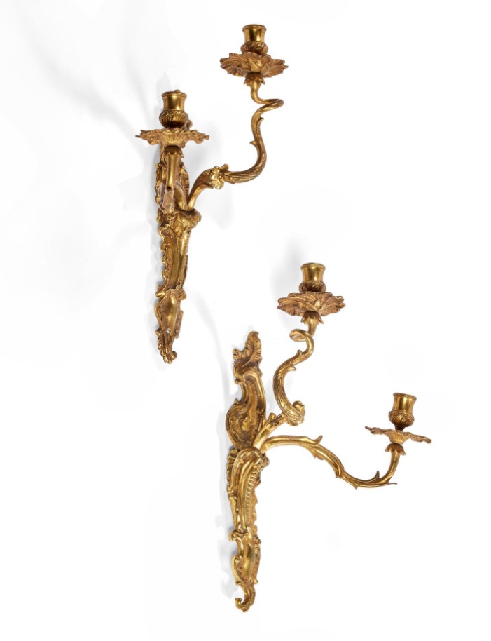 Pair Of Wall Lights With Two Asymmetrical Light Arms