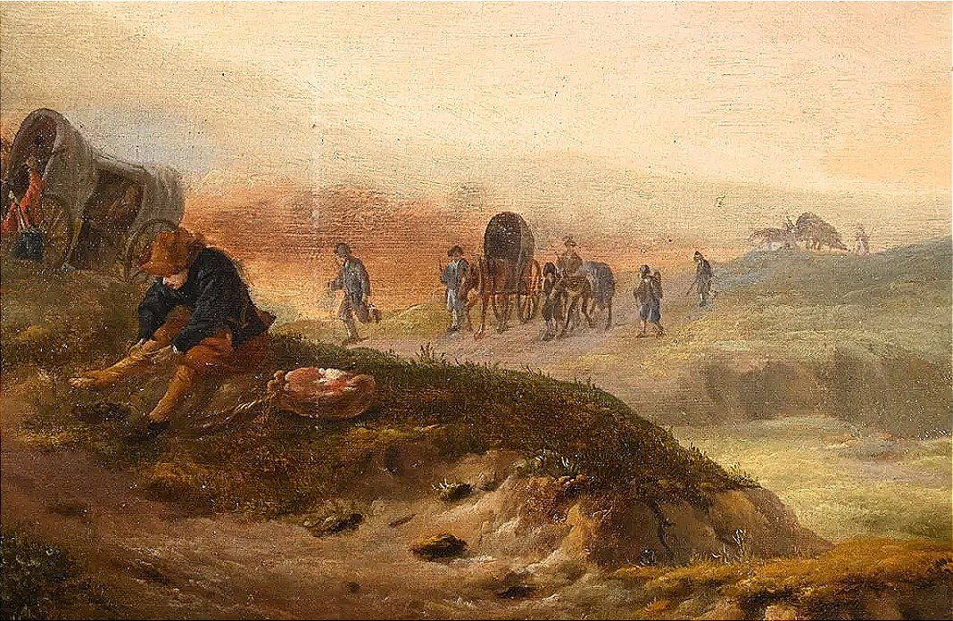 «La halte des cavaliers près de la fontaine» WOUWERMAN Philips. (Haarlem 1619-1668)-photo-3