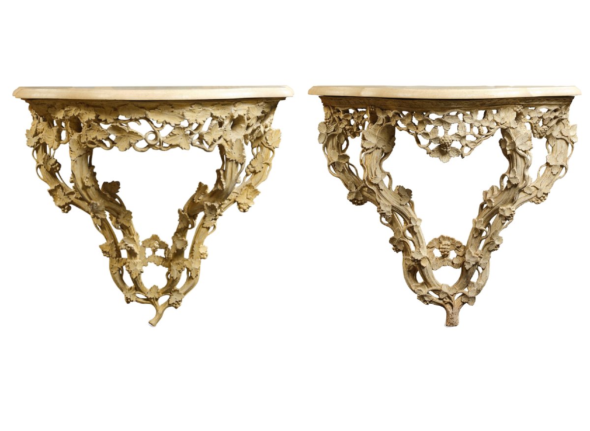 Pair Of Side Tables With Vine Tendrils. Louis XV Period