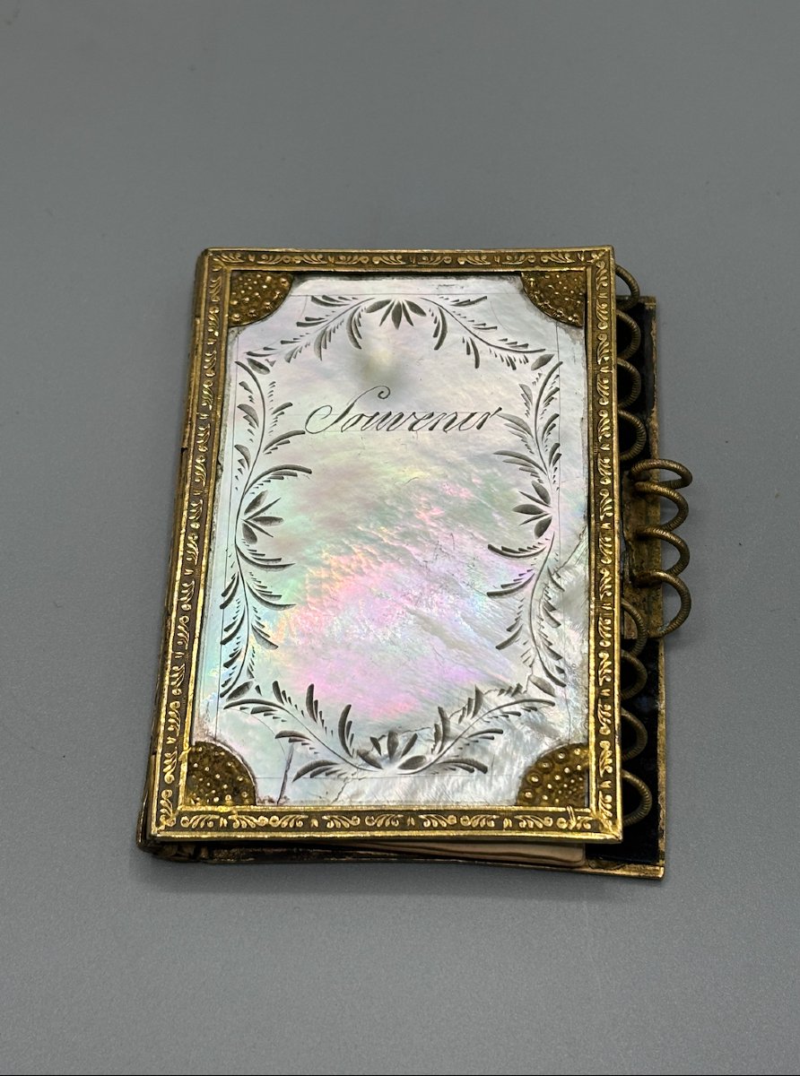 Mother-of-pearl And Gilded Brass Dance Card Holder, Charles X Period-photo-3