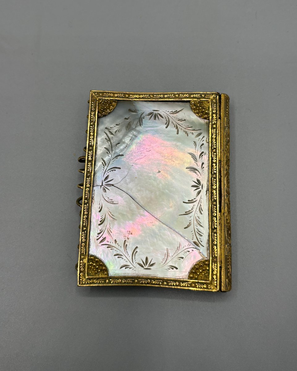 Mother-of-pearl And Gilded Brass Dance Card Holder, Charles X Period-photo-1