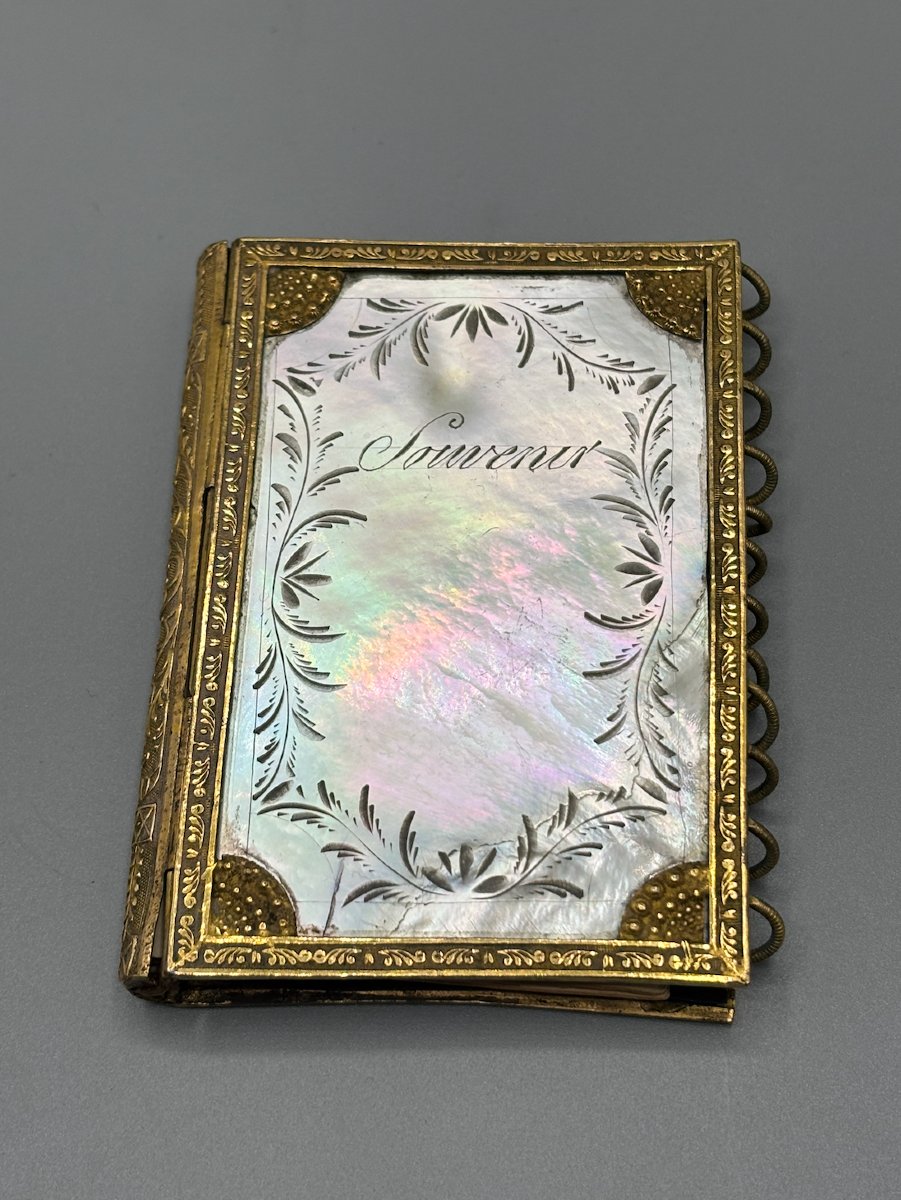 Mother-of-pearl And Gilded Brass Dance Card Holder, Charles X Period
