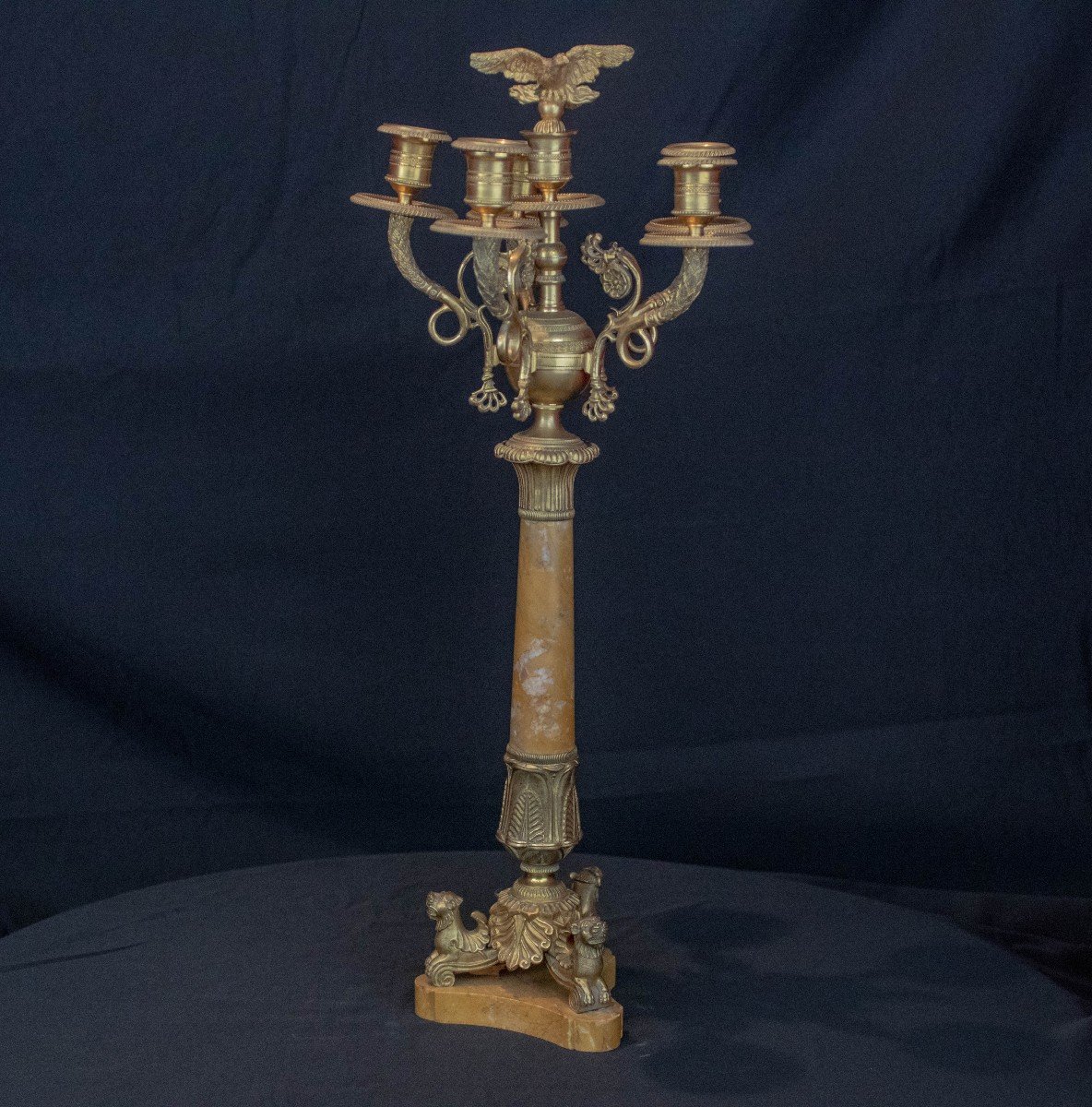 Pair Of Candelabra With Eagle Head Restoration Period-photo-2