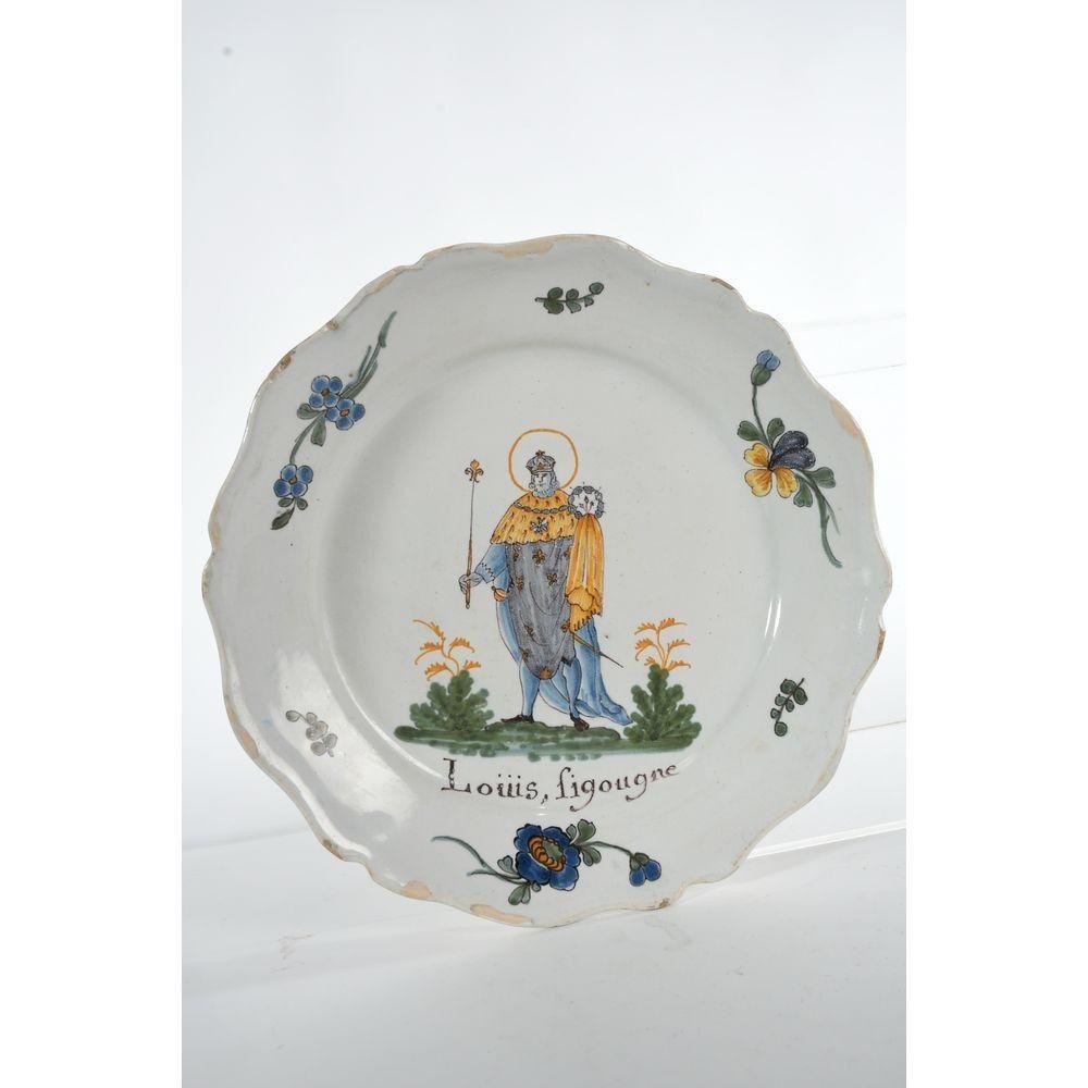 Earthenware Plate Representing King Saint-louis La Rochelle Ep.xviii