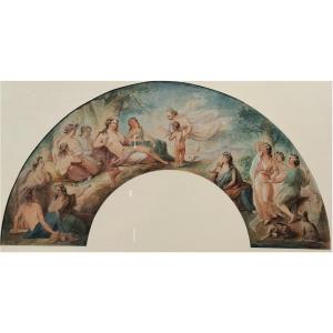 Empire Period Fan Project Representing The Triumph Of Venus (watercolor)