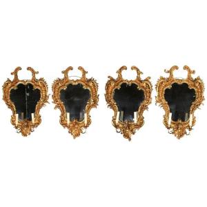 Suite Of 4 Sconces With Two Arms Of Light 18th Century
