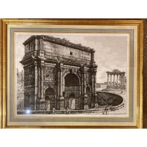 « Vue De L’arc De Septime Sévère » d'Après Un Dessin De Luigi Rossini (1790 - 1857)