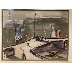 View Of A Port By André Fraye (1887-1963)