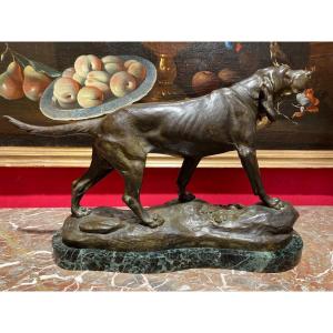 Large Bronze - Léon Bureau (1866-1906) "standing Dog"