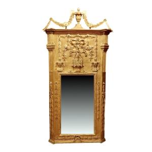 Miroir De Cheminée En Bois Doré Sculpté Epoque Louis XVI