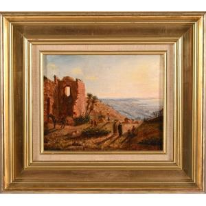 "bouzareah" Oil On Canvas Ep. XIXth Located And Dated 1877