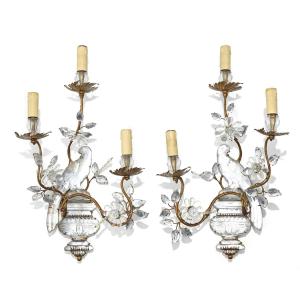 Pair Of Three-light Wall Lights By Maison Baguès