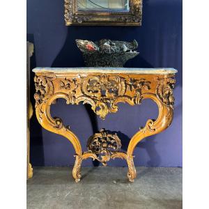 Regency Period Console In Molded And Carved Walnut