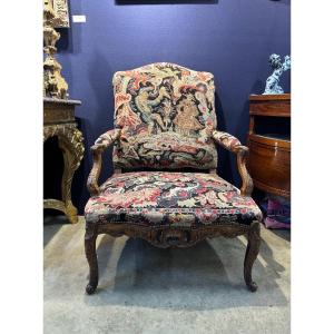 Regency Period Armchair In Molded Walnut