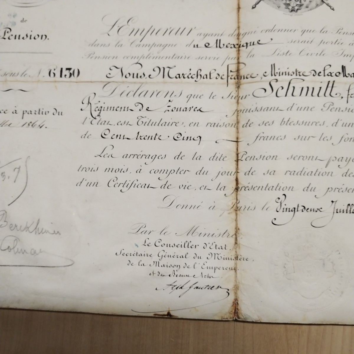 Pension Patent 1864 (ministry Of The Household Of The Emperor)-photo-1