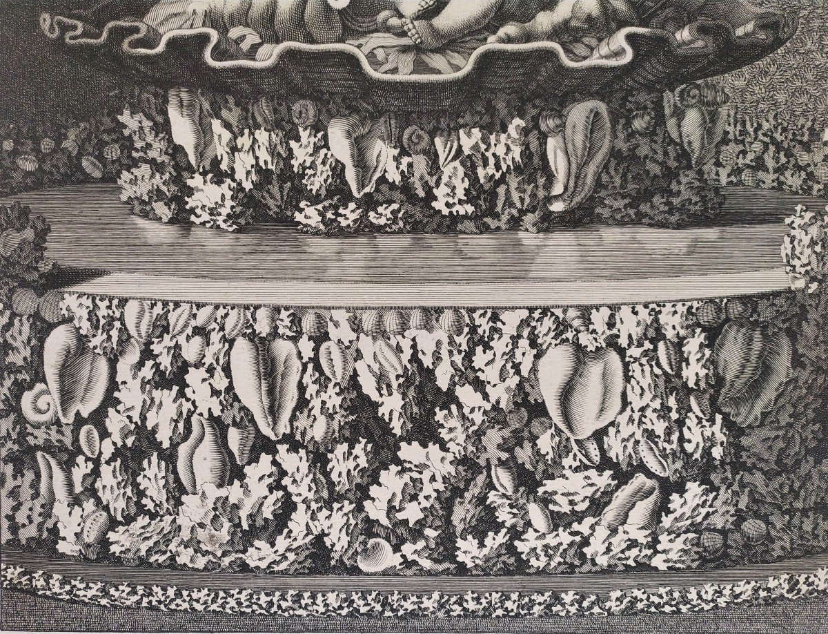 The Fountain In The Garden Of Versailles 17th C Etching-photo-2