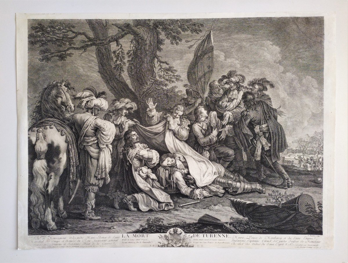 The Death Of Turenne 18th Century Engraving-photo-2