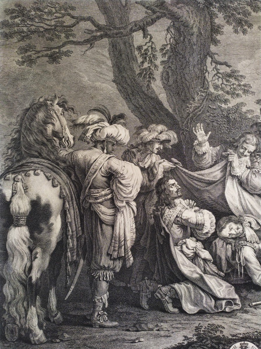 The Death Of Turenne 18th Century Engraving-photo-1