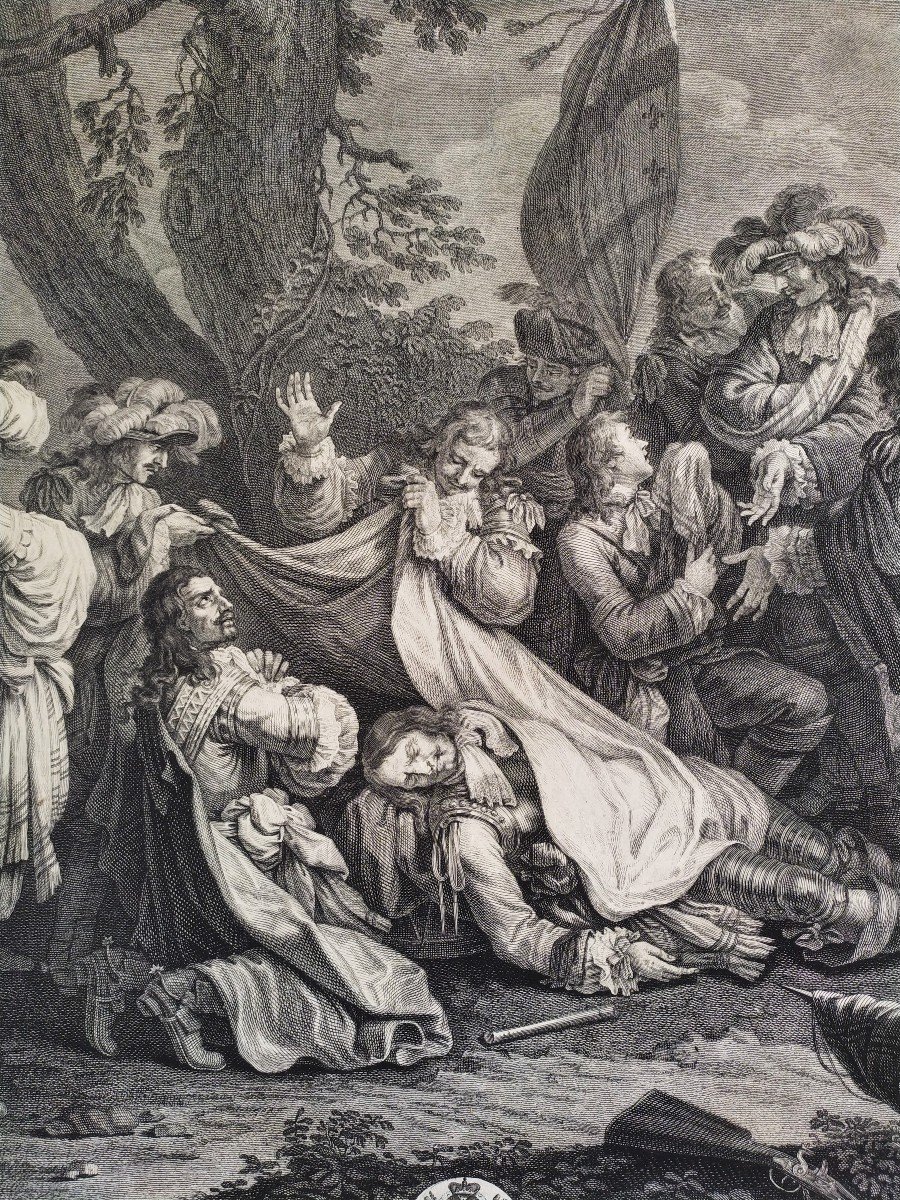 The Death Of Turenne 18th Century Engraving-photo-2