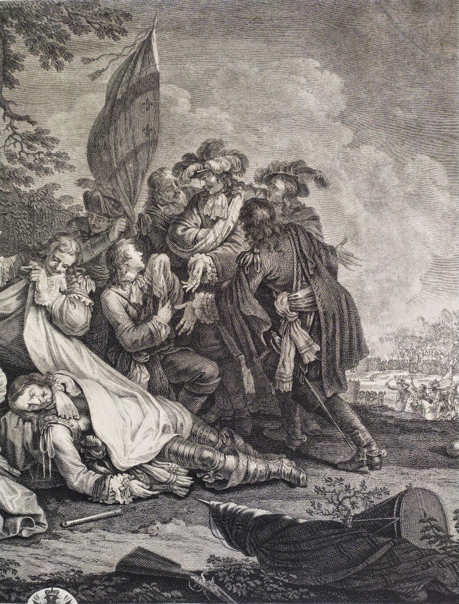 The Death Of Turenne 18th Century Engraving-photo-3