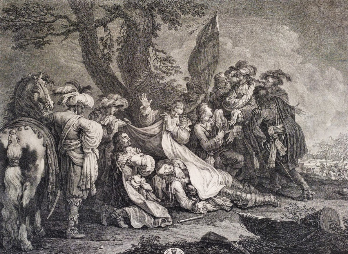 The Death Of Turenne 18th Century Engraving-photo-4