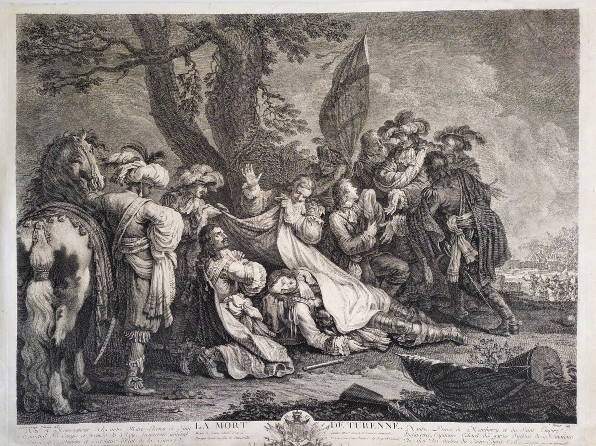 The Death Of Turenne 18th Century Engraving