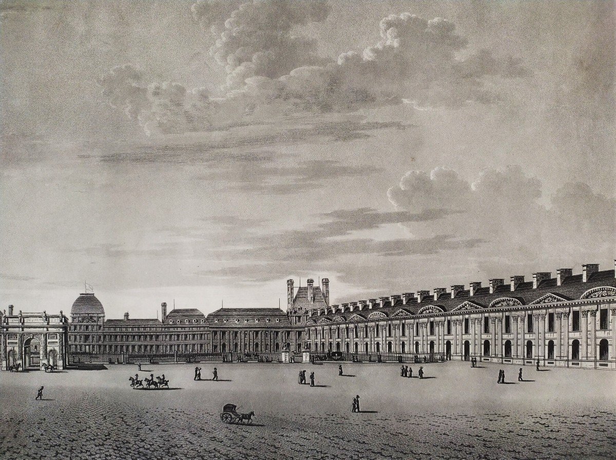 Paris Carrousel Du Louvre Tuileries Castle 19th C Engraving-photo-2