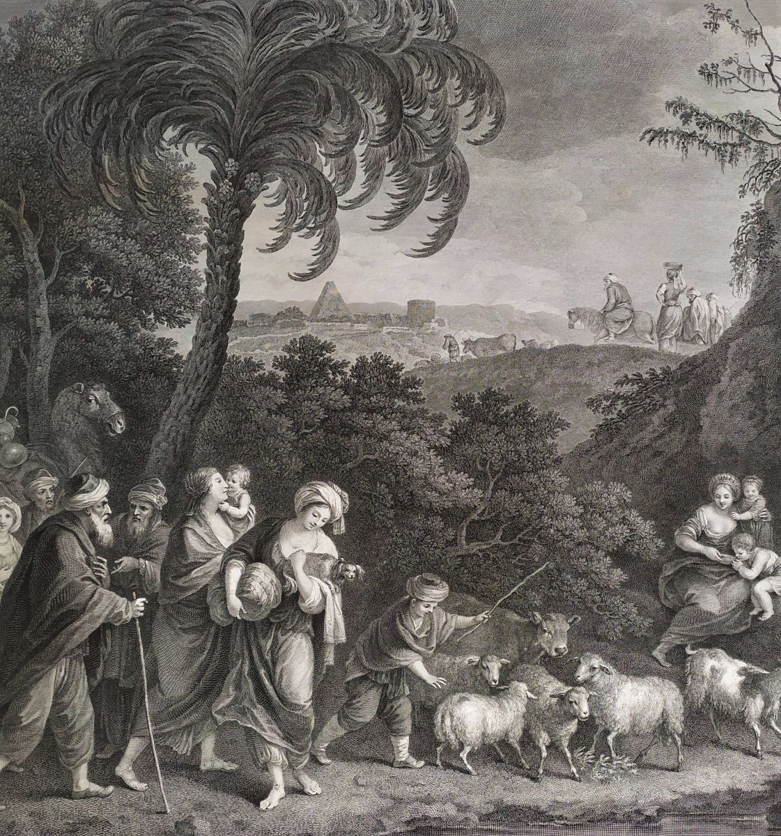 Biblical Scene After Zuccarelli Engraving 18th C-photo-2