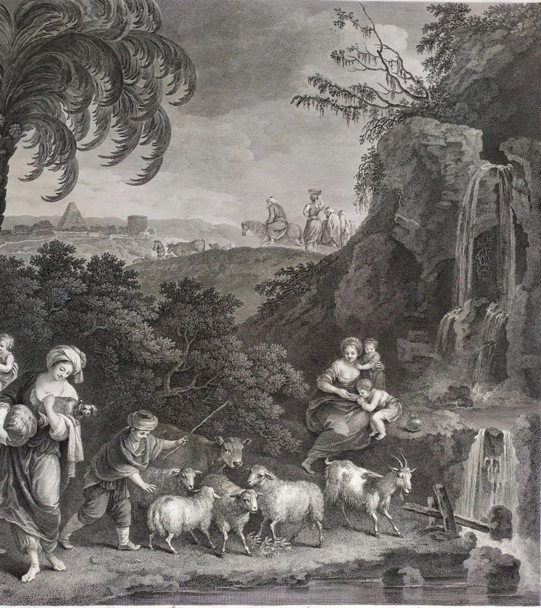 Biblical Scene After Zuccarelli Engraving 18th C-photo-3