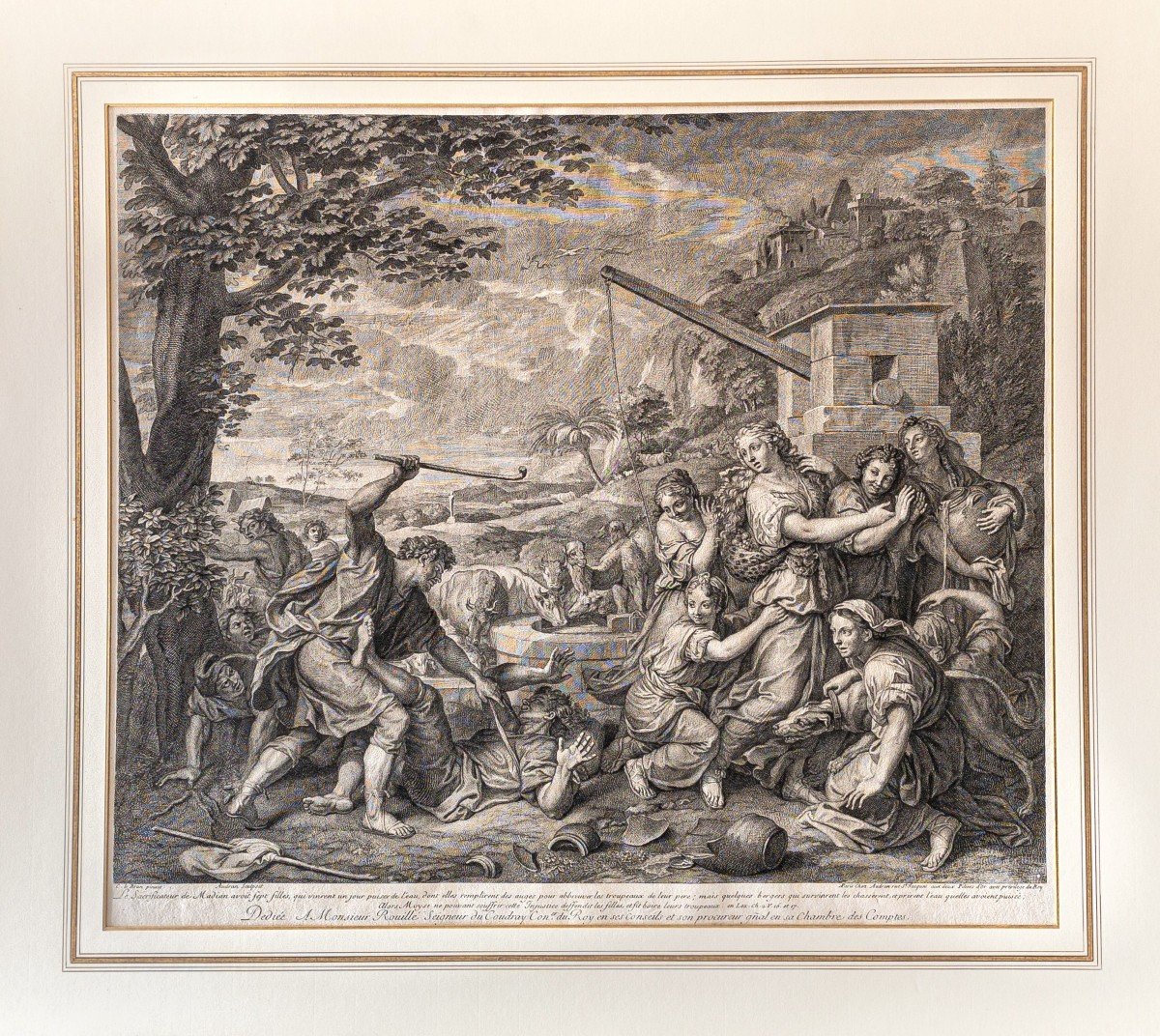 18th Century Engraving Jethro's Daughters After Charles Le Brun-photo-4