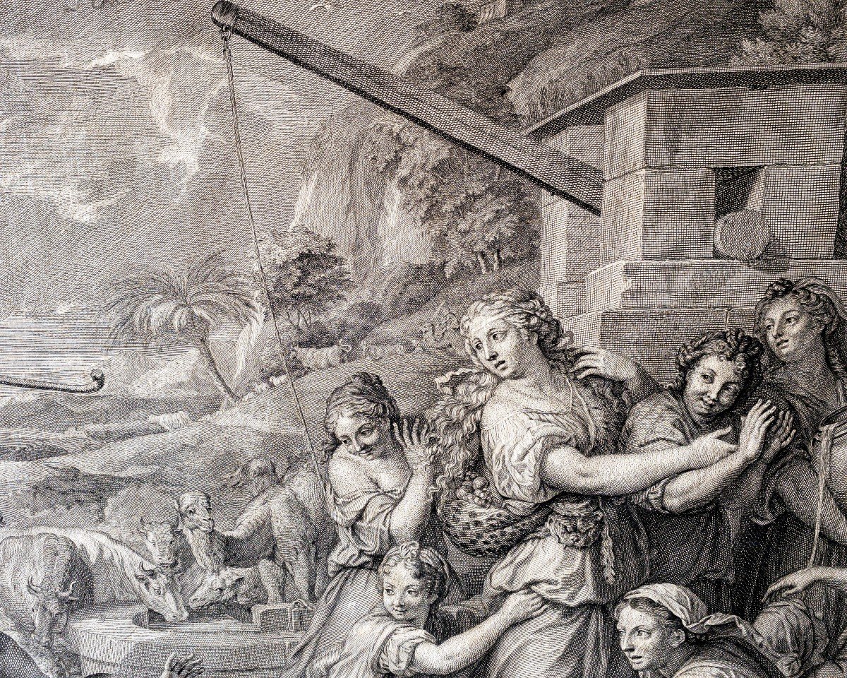18th Century Engraving Jethro's Daughters After Charles Le Brun-photo-4