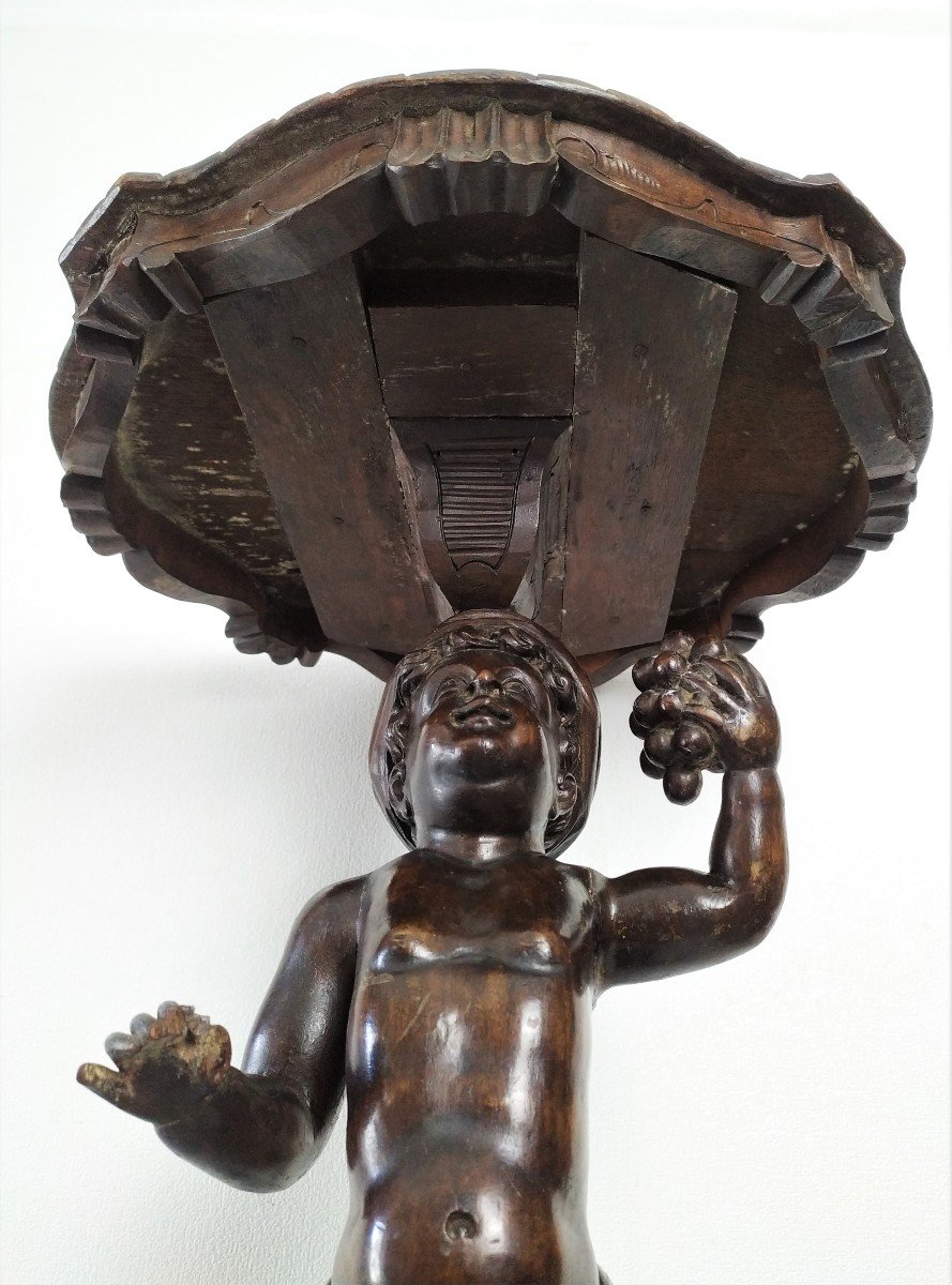 Selette Column In Carved Wood  With Putto -photo-6