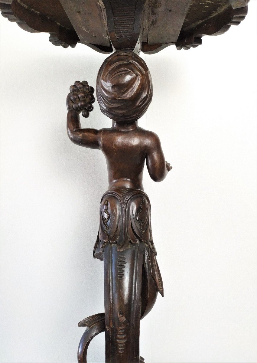 Selette Column In Carved Wood  With Putto -photo-8