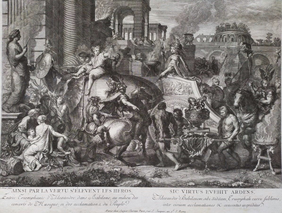 Battle Of Alexandre After Le Brun Etching 18th C-photo-1