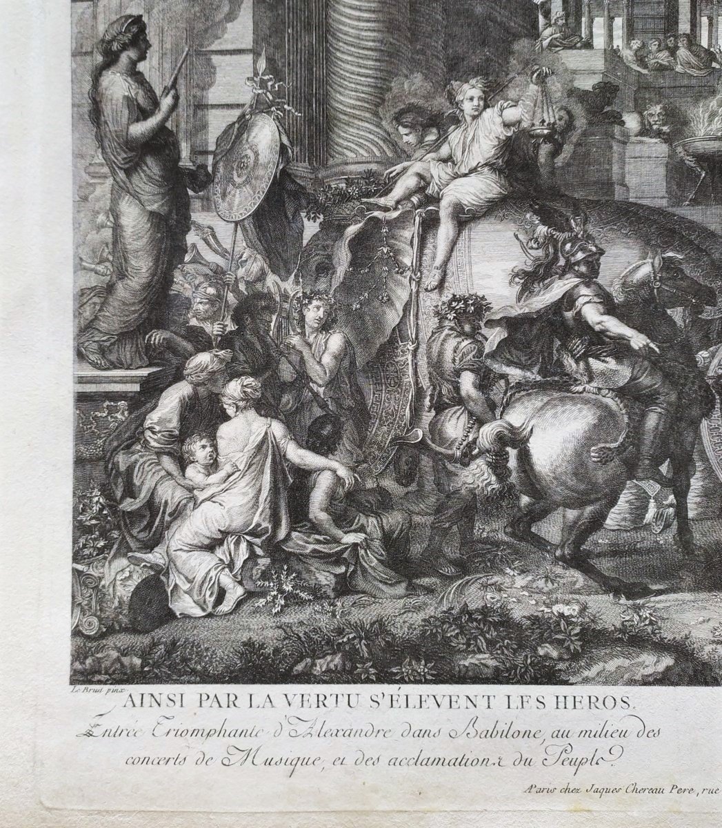 Battle Of Alexandre After Le Brun Etching 18th C-photo-2