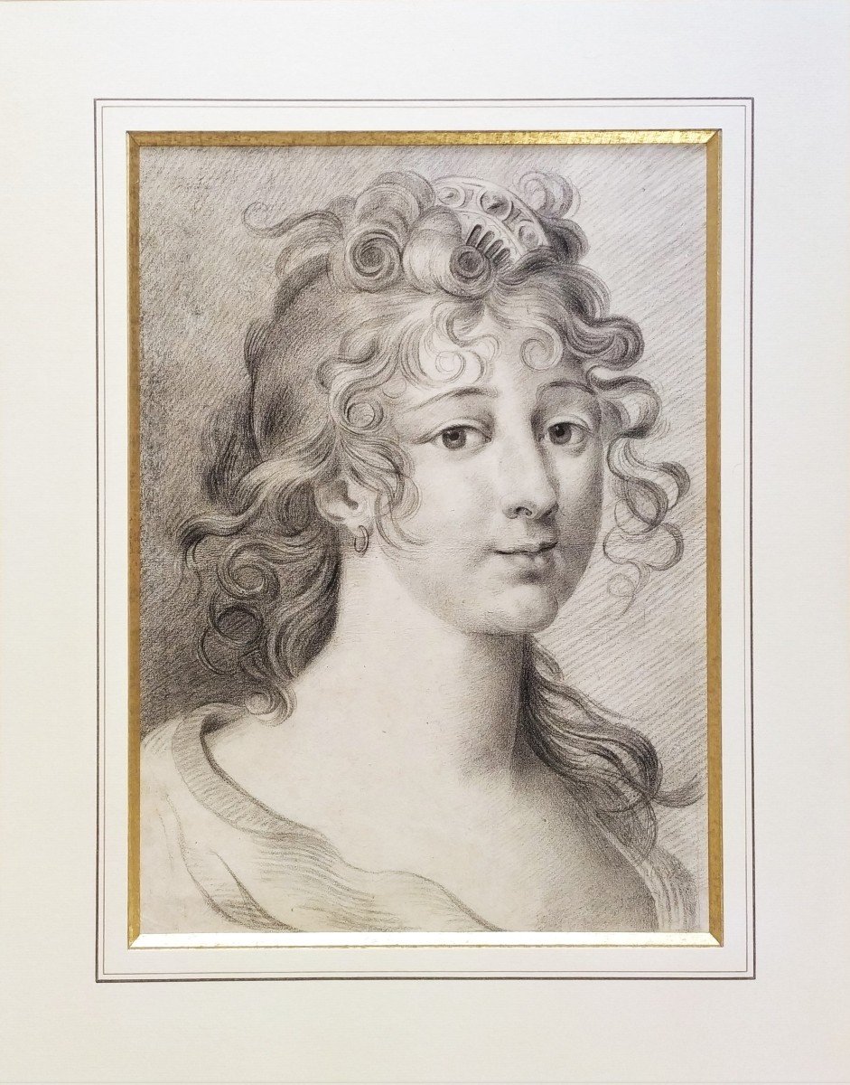 Portrait De Femme XIXème Siècle Fusain