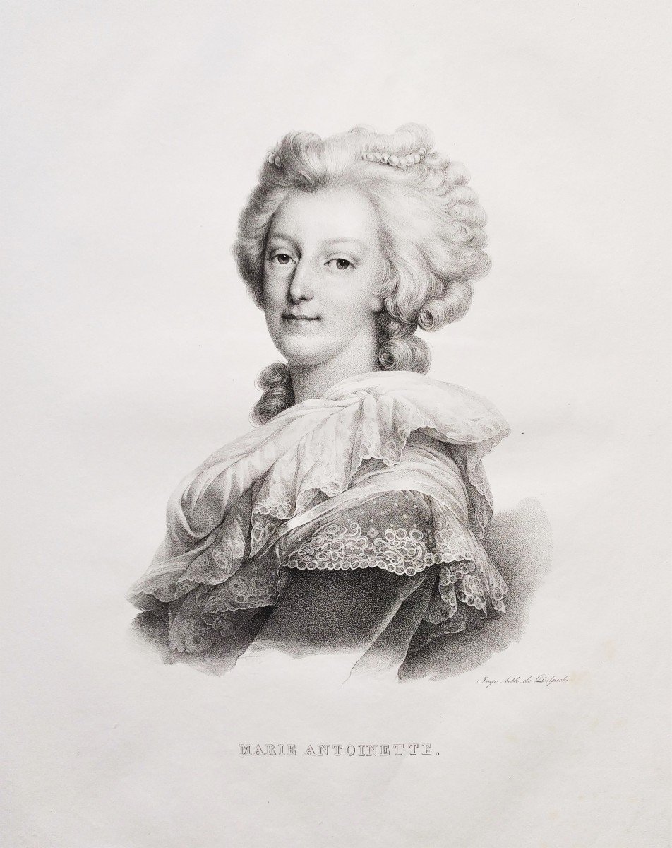 Portrait De Marie-Antoinette Lithographie Par Delpech 