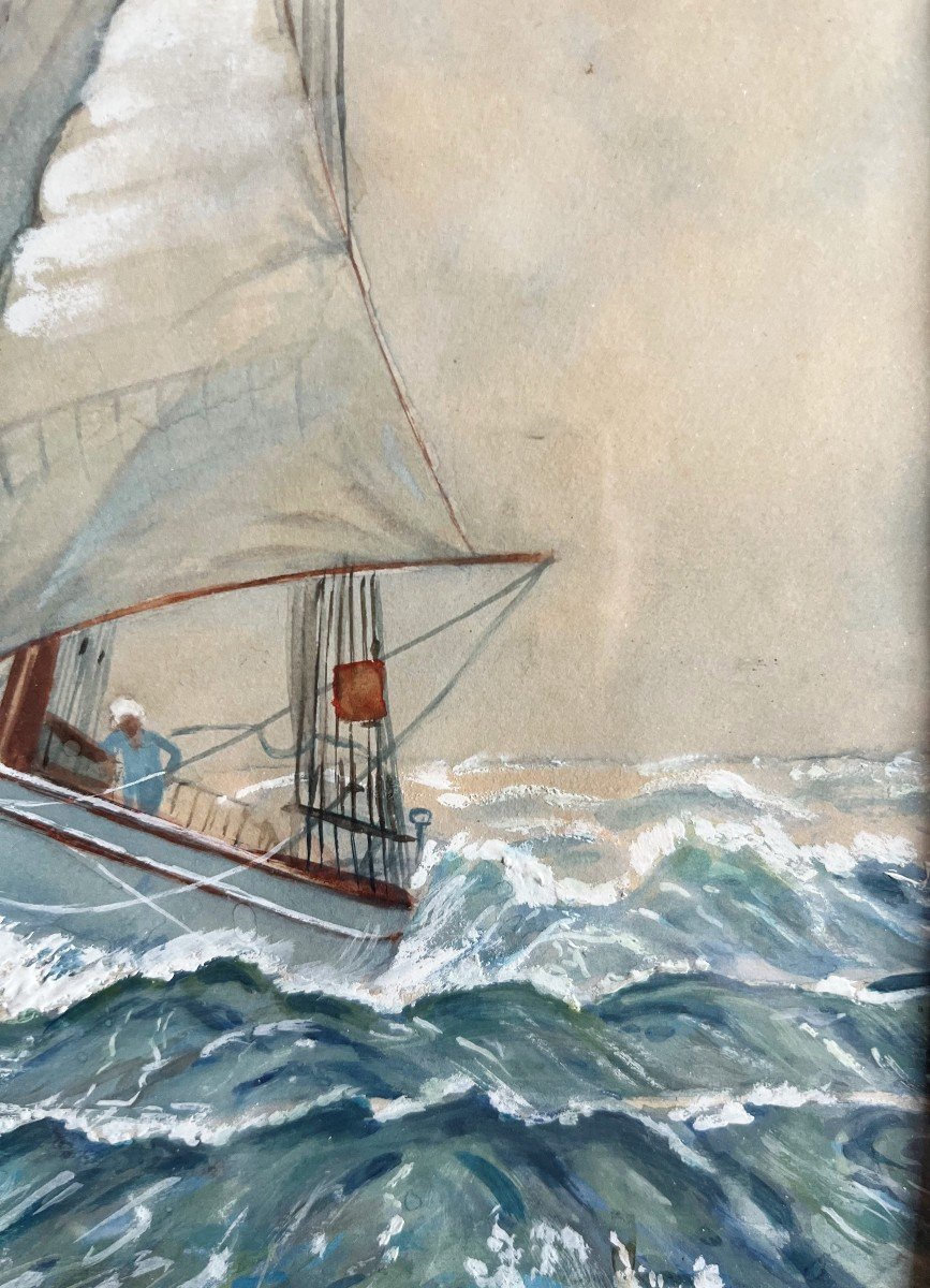 Sailboat Leeward Watercolor  -photo-3