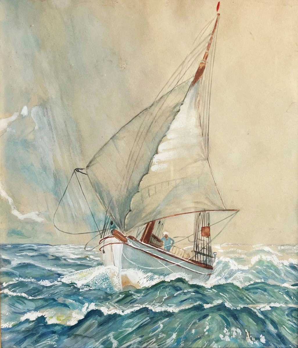 Sailboat Leeward Watercolor  