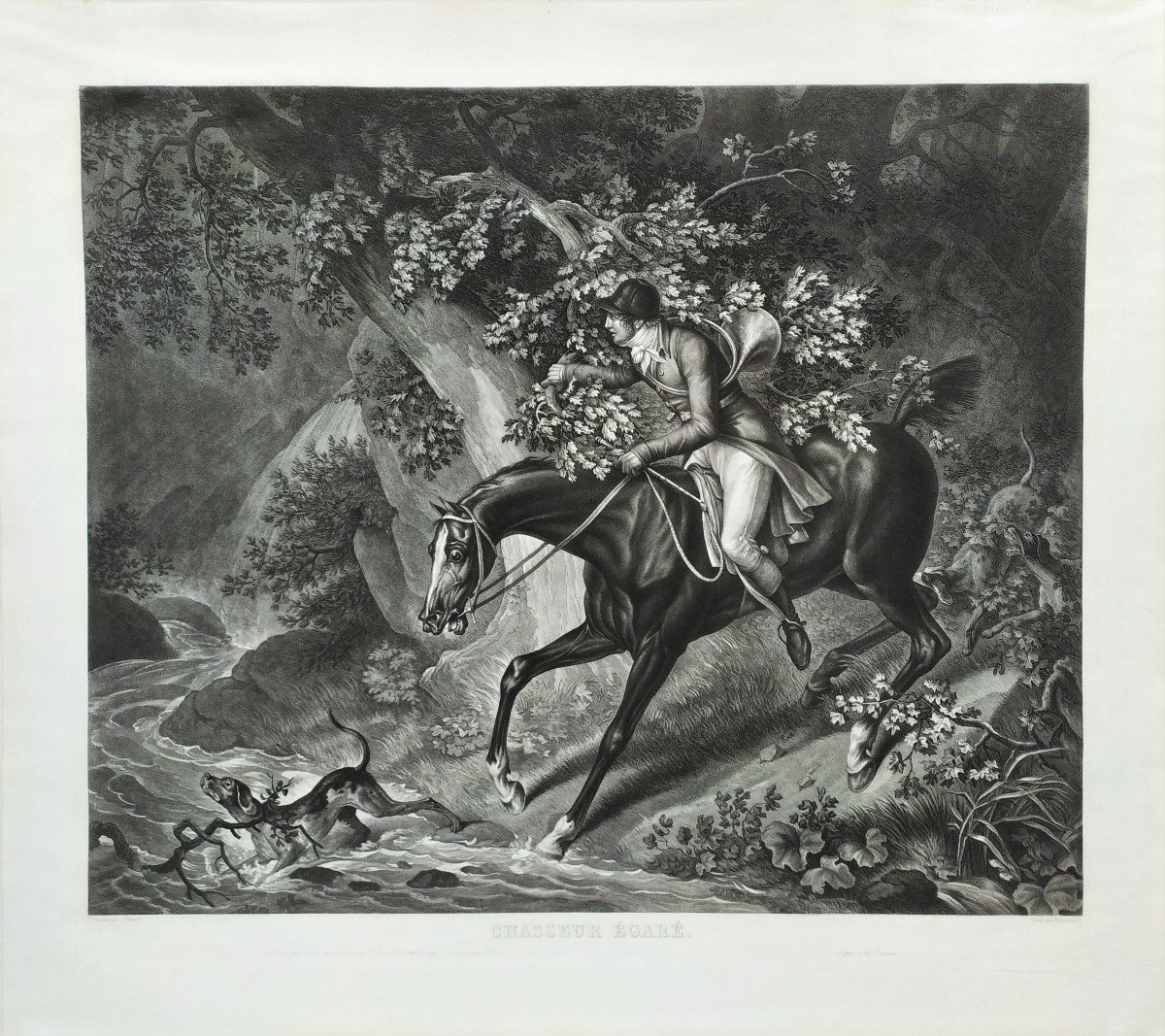 Cheval Chasse à Courre Gravure d'Après Vernet-photo-2