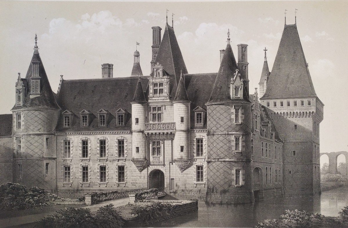 Château De Maintenon Lithographie Par Victor Petit