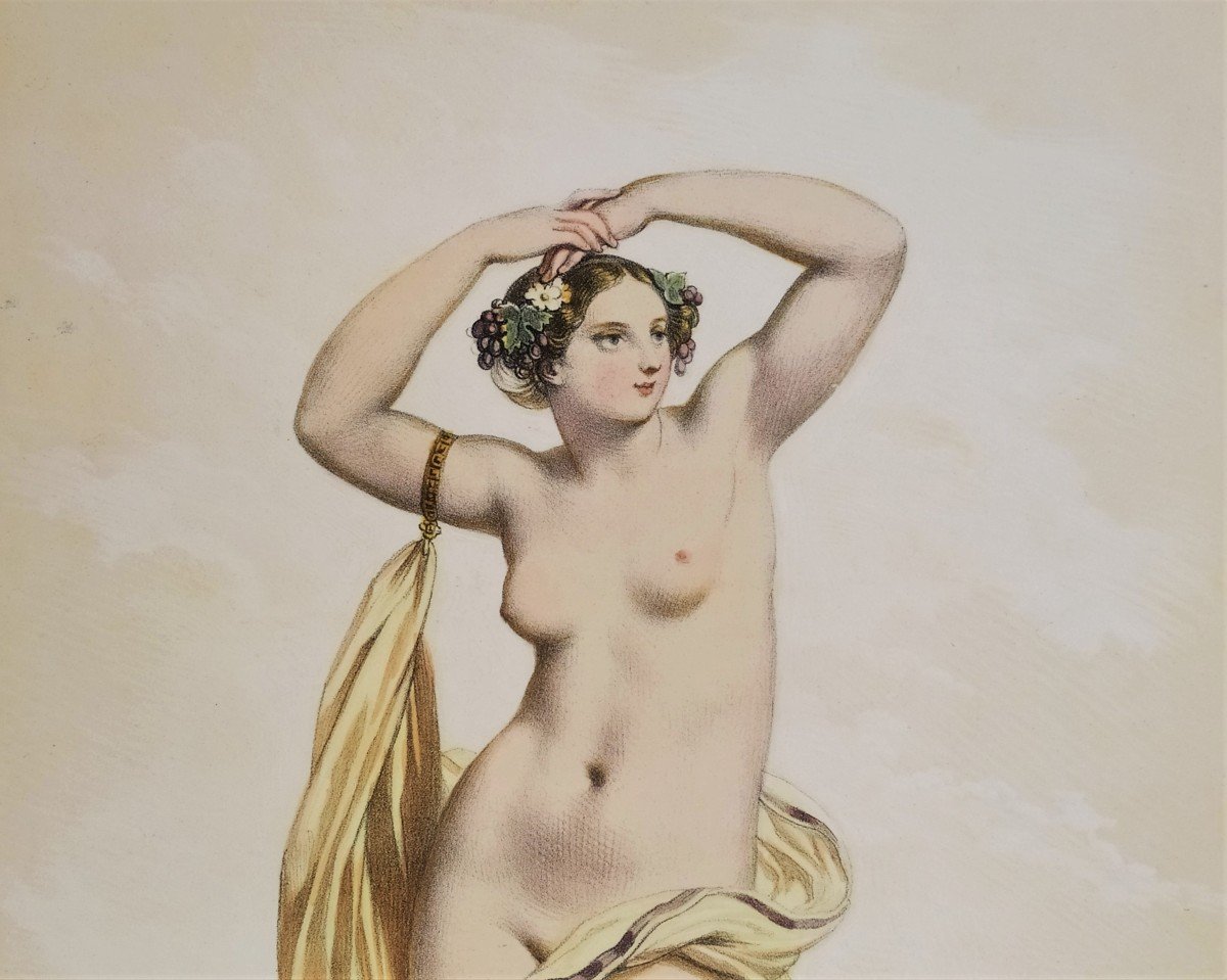 Nude Greek Mythology Erigone Watercolored Lithograph By Devéria-photo-3