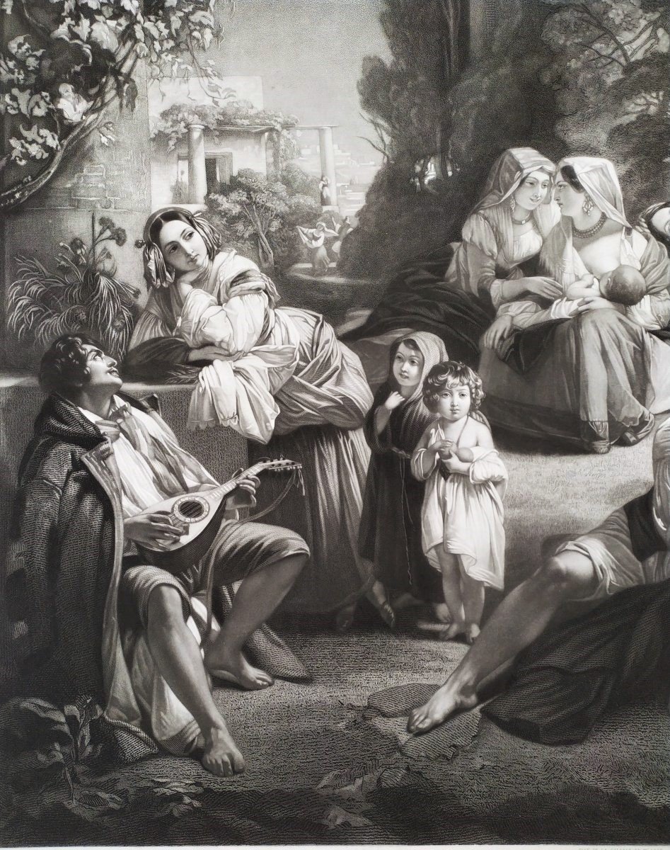 Scène Italienne Gravure  d'Après  Winterhalter -photo-3