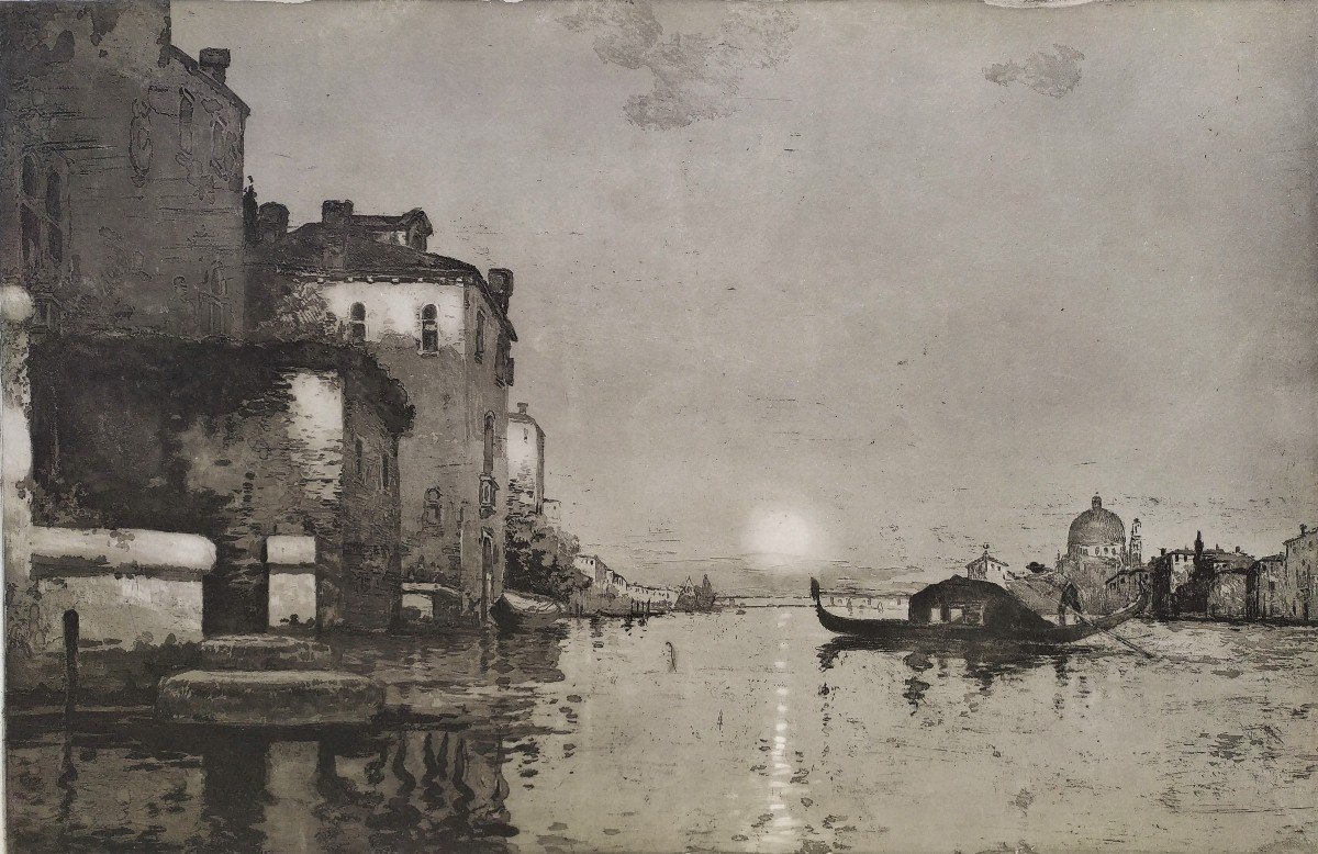 Venise Le Grand Canal Aquatinte XXème